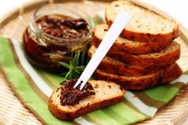 stock image bread with dry tomatoes - food and drink