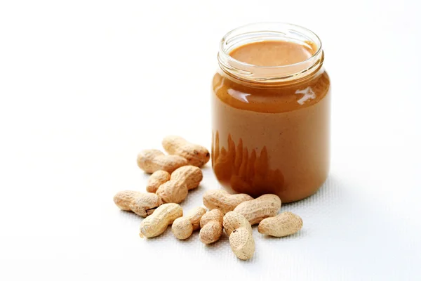 Jarro Manteiga Amendoim Branco Comida Bebida — Fotografia de Stock