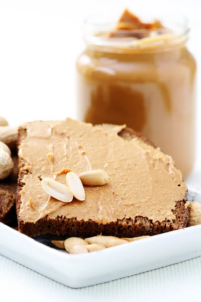 Sanduíche Com Manteiga Amendoim Alimentos Bebidas — Fotografia de Stock