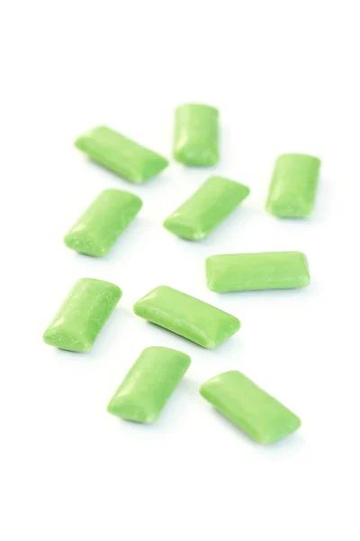 Zielony Gumy Żucia Białym Żywność Napoje — Zdjęcie stockowe