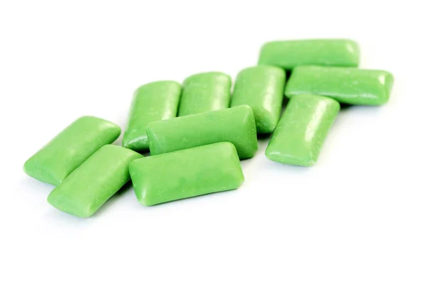 Zielony Gumy Żucia Białym Żywność Napoje — Zdjęcie stockowe