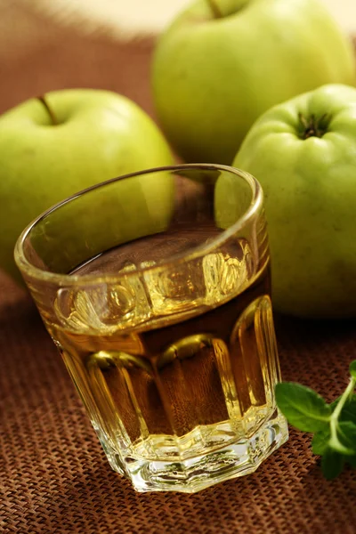 Glas Äppeljuice Och Äpple Mat Och Dryck — Stockfoto