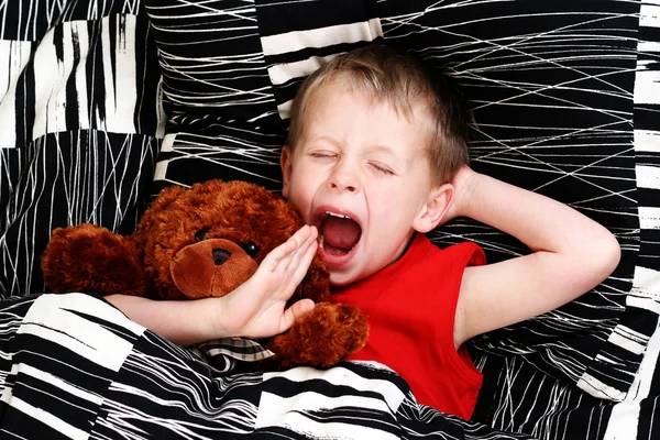 Jaar Oude Jongen Bed Tijd Slapen — Stockfoto