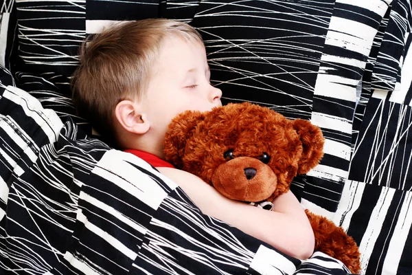 Years Old Boy Bed Sleeping Time — Stock Photo, Image