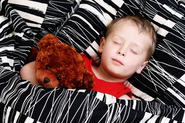 Years Old Boy Bed Sleeping Time — Stock Photo, Image