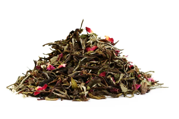 Hromadu Bílého Čaje Růží Bílém Čas Čaj — Stock fotografie