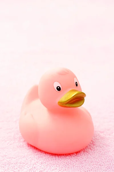 Rubber Duck Pink Towel Body Care — Stock Photo, Image