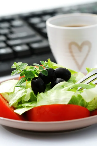 Healthy Snack Office Plate Fresh Salad — Stock Photo, Image
