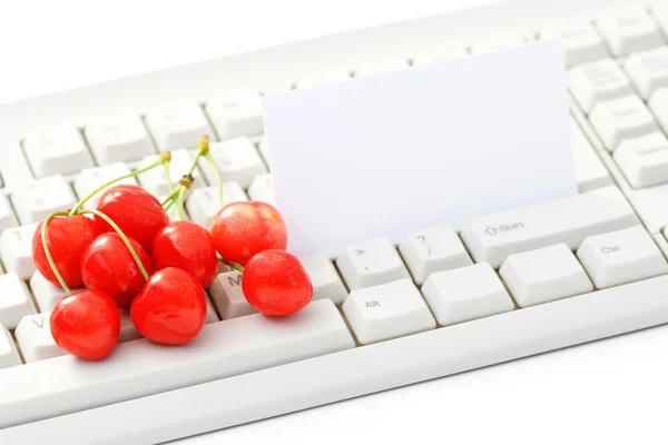 Healthy Snack Office Cherries Visiting Card — Stock Photo, Image