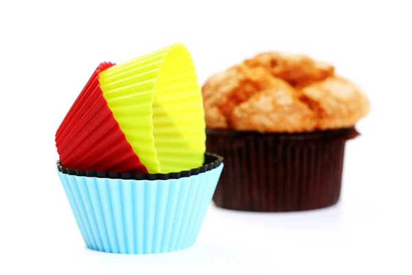 Νόστιμα Muffins Απομονωθεί Λευκό Γλυκό Τροφίμων — Φωτογραφία Αρχείου