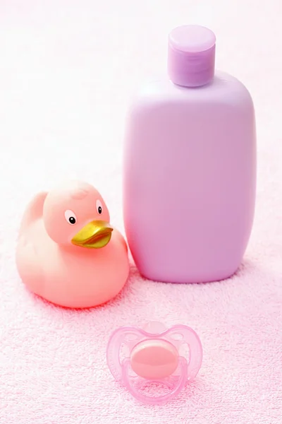 Accessories Baby Bath Pink Towel Body Care — Stock Photo, Image