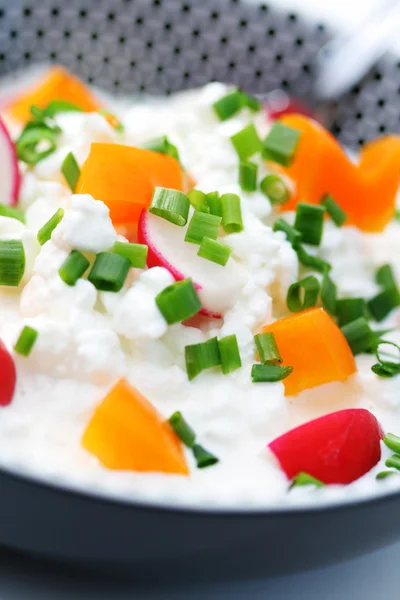 Bowl Cottage Cheese Vegetables Food Drink — Stock Photo, Image