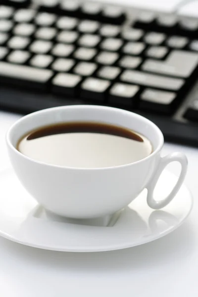 Kopje Koffie Het Werk Veel Doen — Stockfoto
