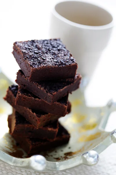 Chocolate Brownie Cup Coffee Sweet Food — Stock Photo, Image
