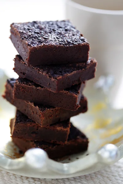 Chocolate Brownie Cup Coffee Sweet Food — Stock Photo, Image