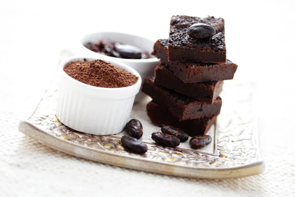 Choklad Brownie Med Raw Kakao Söt Mat — Stockfoto