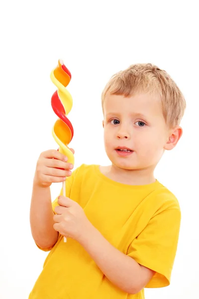 Years Old Boy Lollipop White Kids — Stock Photo, Image