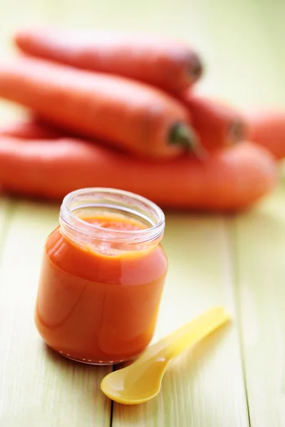 Баночка Морквою Дитячого Харчування Їжа Напої — стокове фото