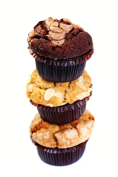 Deliciosos Muffins Isolados Branco Comida Doce — Fotografia de Stock