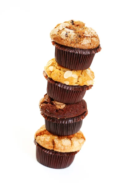 Heerlijke Muffins Geïsoleerd Wit Zoete Voedsel — Stockfoto