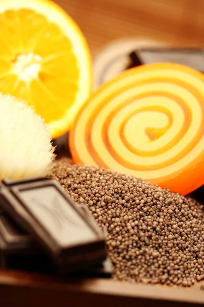 Chocolade en sinaasappel zepen — Stockfoto