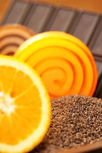 Choklad Och Orange Glicerin Tvålar Skönhetsbehandling — Stockfoto