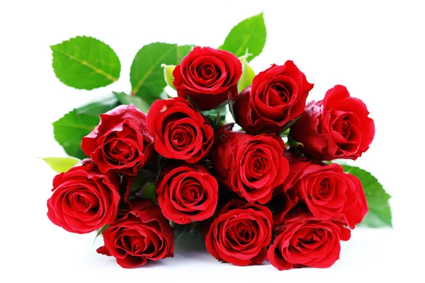 Μπουκέτο Από Κόκκινα Τριαντάφυλλα Άσπρο Φόντο Λουλούδια Και Φυτά — Φωτογραφία Αρχείου