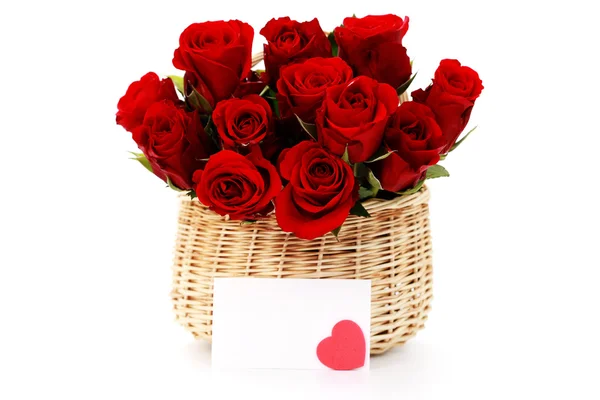 Basket full of red roses — Stock Photo, Image