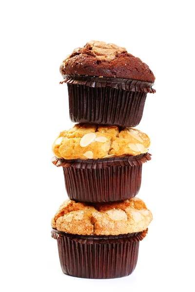 Läckra Muffins Isolerad Vit Söt Mat — Stockfoto