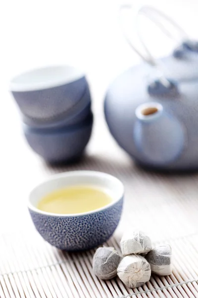Tea Kettle Cup Green Tea Tea Time — Stock Photo, Image