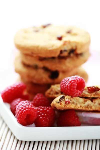 Close Ups Taspberry Cookies Sweet Food — Stock Photo, Image