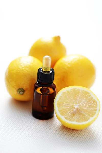 Bottle Essential Oil Lemon Alternative Medicine — Stock Photo, Image