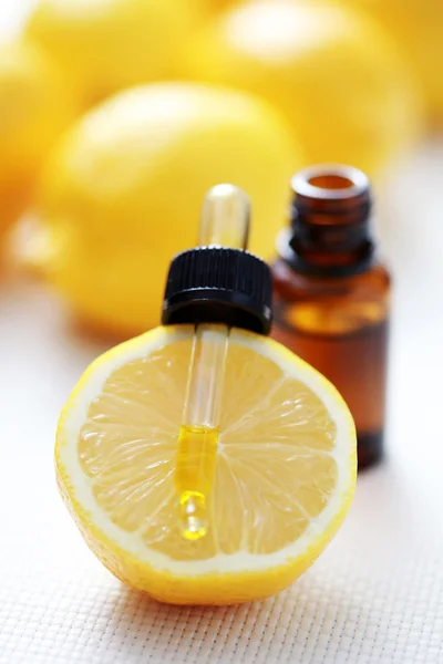 Garrafa Óleo Essencial Limão Medicina Alternativa — Fotografia de Stock
