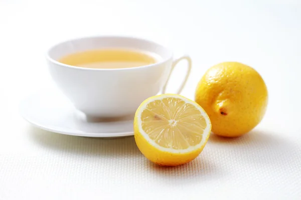 Xícara Chá Com Limão Fresco Hora Chá — Fotografia de Stock