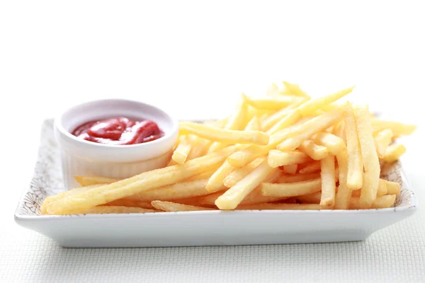 Közelképek Sült Krumpli Ketchup Étel Ital — Stock Fotó