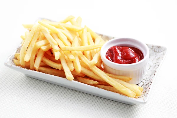 Gros Plans Frites Ketchup Aliments Boissons — Photo