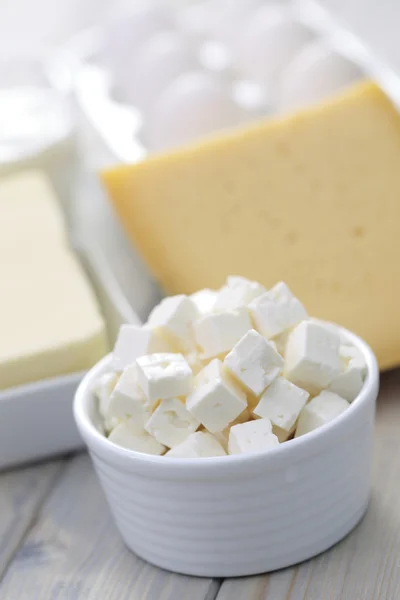 Lenslere Beyaz Peynir Yiyecek Içecek — Stok fotoğraf