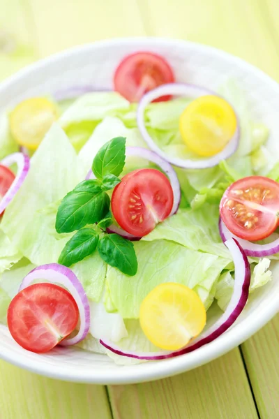 Schüssel Mit Frischem Gemüsesalat Essen Und Trinken — Stockfoto
