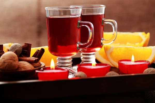 Two Glasses Mulled Wine Food Drink — Stock Photo, Image