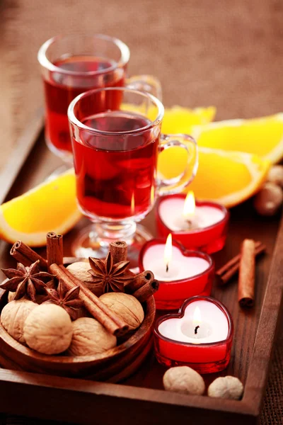 Two Glasses Mulled Wine Food Drink — Stock Photo, Image