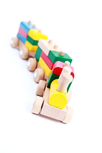 Wooden Train Isolated White Toys — Stock Photo, Image