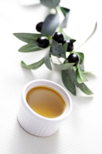 stock image bowl of olive oil with salt and pepper - food and drink