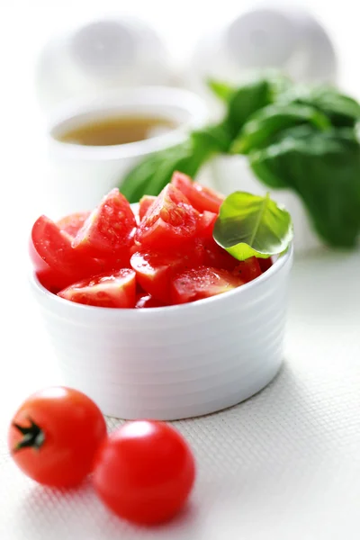Bowl Fresh Cherry Tomatoes Salad Food Drink — Stock Photo, Image