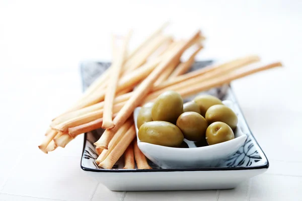 Grissini e olive — Foto Stock