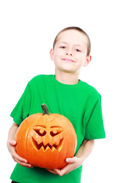 stock image Boy with pumpkin