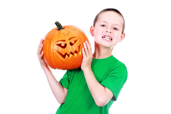 stock image Boy with pumpkin