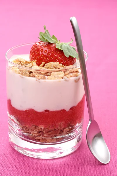 用草莓酸奶 — 图库照片