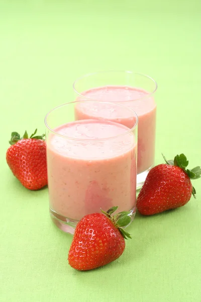 Two Glasses Delicious Strawberry Shake — Stock Photo, Image