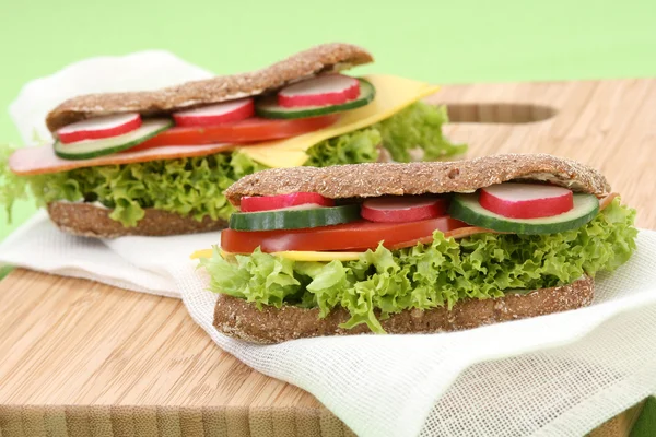 Close Ups Two Delicious Sandwiches — Stock Photo, Image