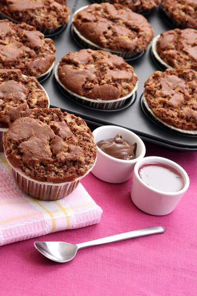 Delicious Chocolate Muffins Food Drink — Stock Photo, Image